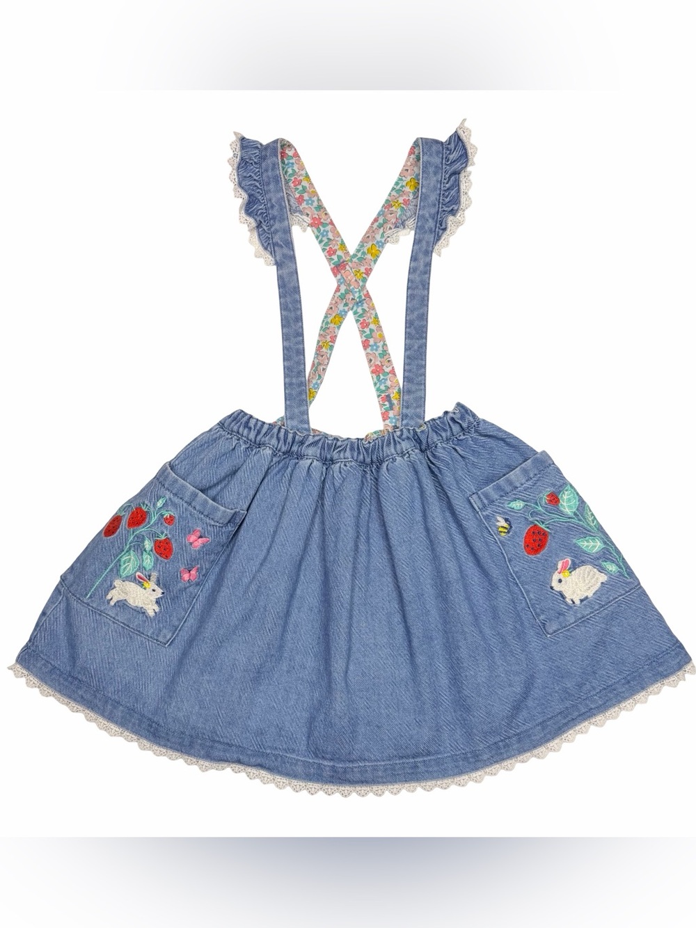 Mini Boden Bunny Strawberry Butterfly Suspender Skirt